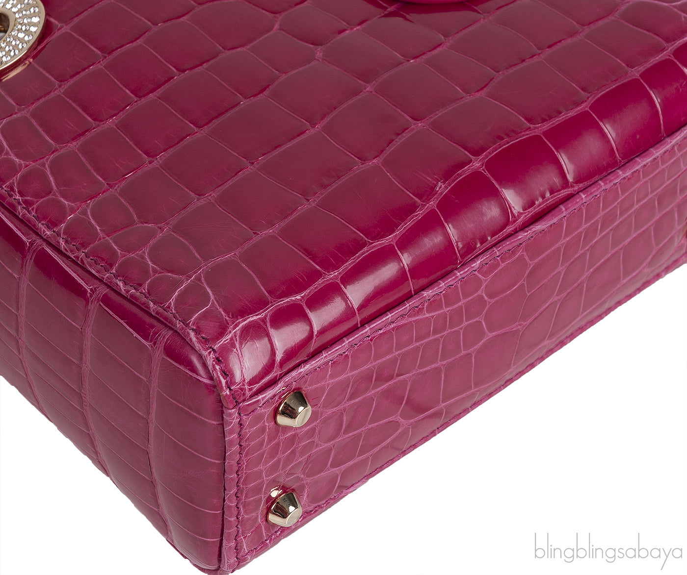 Lady Dior Mini Cherry Sorbet Crocodile GHW