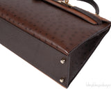 Hermes Kelly 32 Chocolate Natural and Dark Brown Ostrich GHW