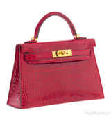 Kelly 20 Red Braise Crocodile GHW
