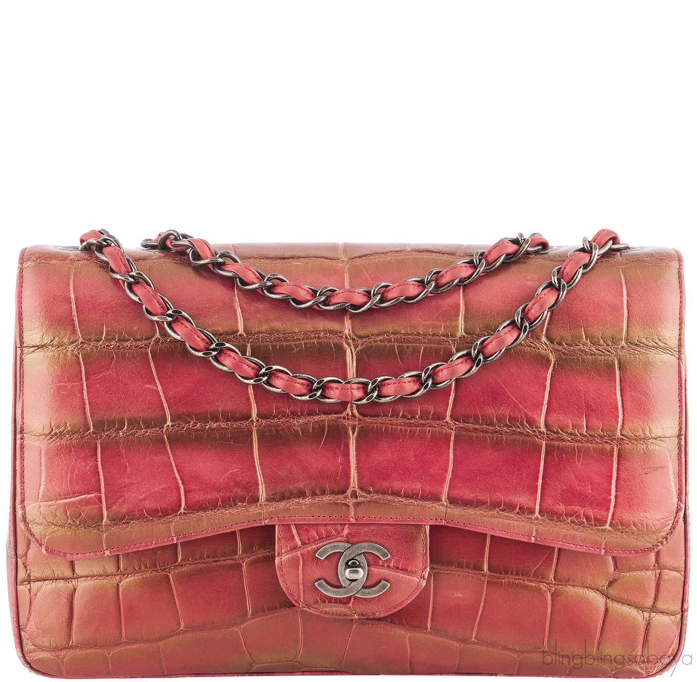 Red Brick Metallic Gold Crocodile