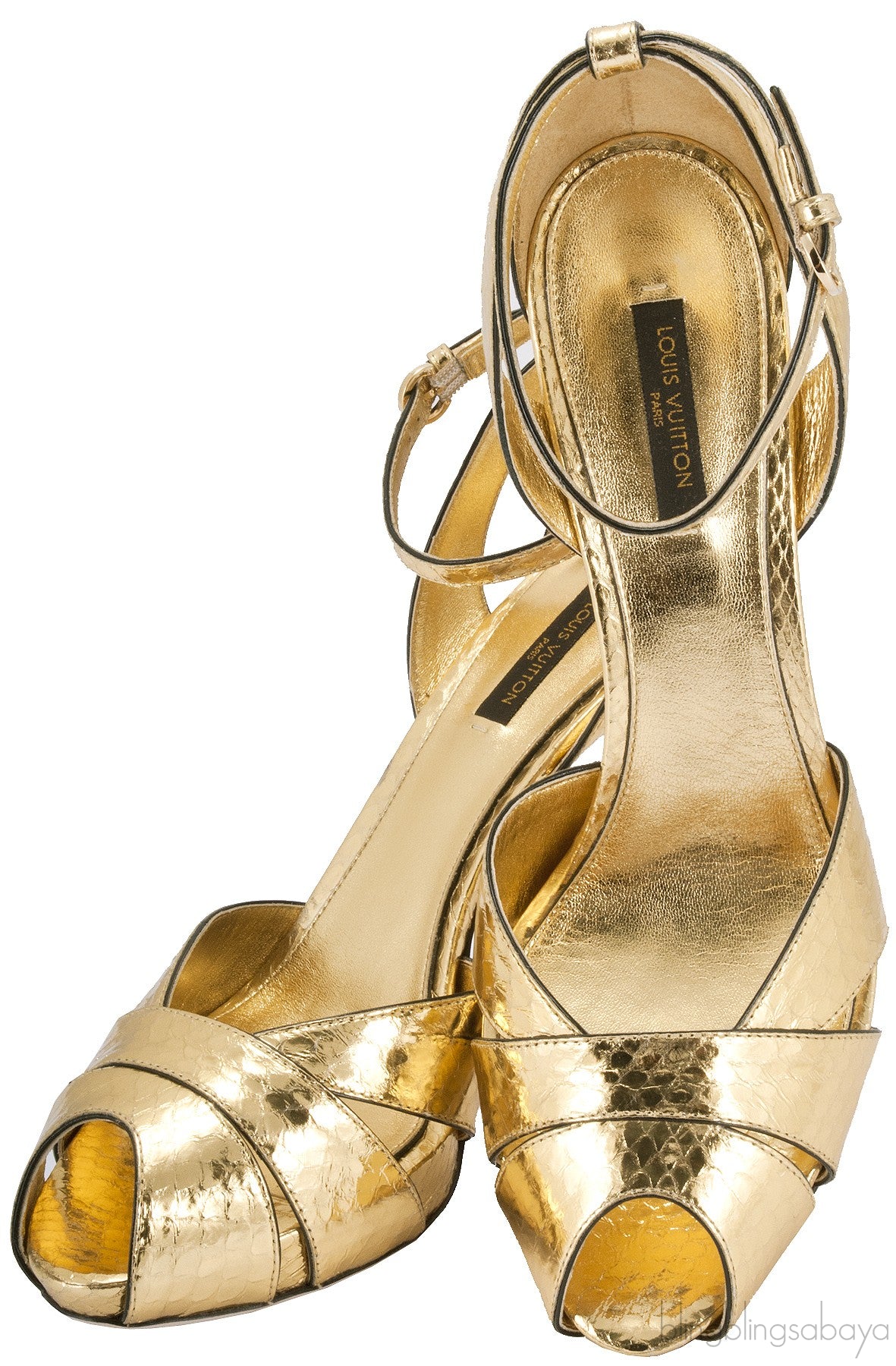 Gold Slingback Peep Toe Pump