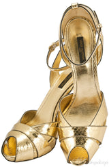 Gold Slingback Peep Toe Pump