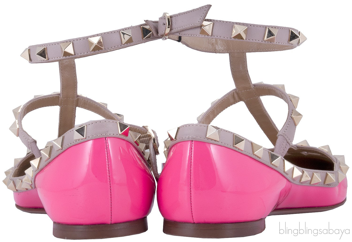 Patent Pink Rockstud Flat Ballerina