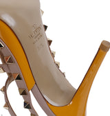 Valentino  Garavani Rockstuds Orange Patent Nude Pointed Heels