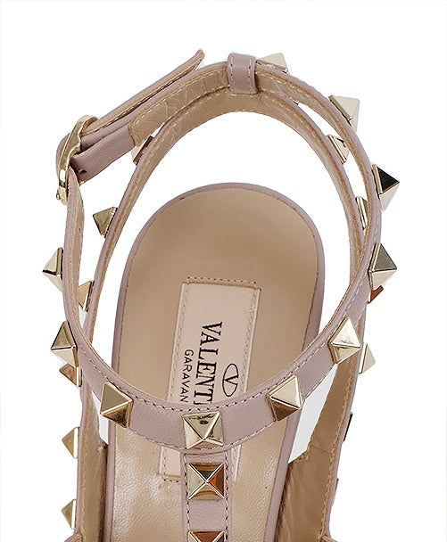 Valentino  Garavani Rockstuds Orange Patent Nude Pointed Heels