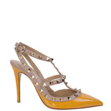 Valentino  Garavani Rockstuds Orange Patent Nude Pointed Heels