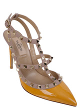 Valentino  Garavani Rockstuds Orange Patent Nude Pointed Heels