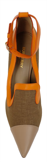 Burberry Brecon Contrast Trim Canvas Pumps 37