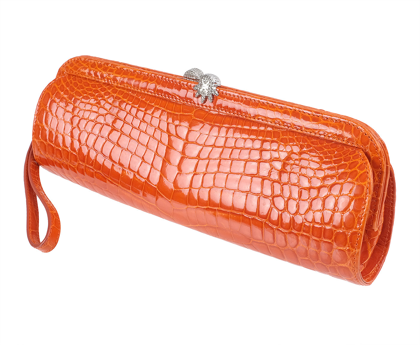 KWANPEN KP Homage Orange Trace Crocodile Long Clutch