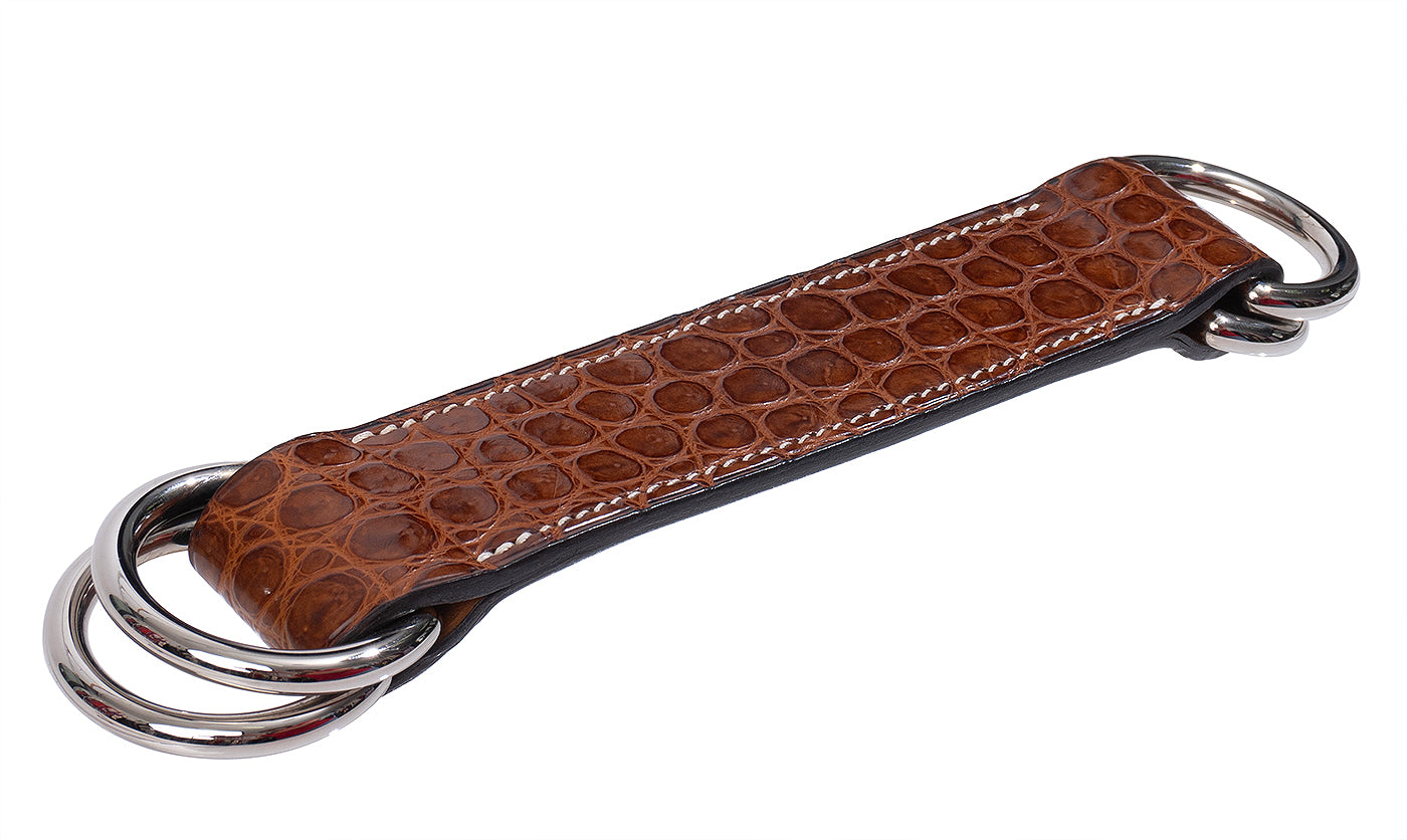 Hermes Brown Crocodile Key Ring
