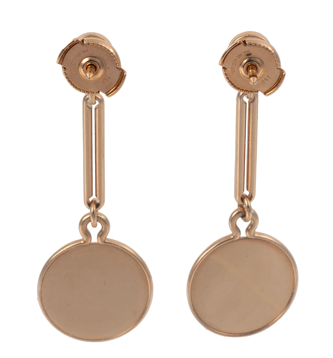 Hermes Ex-Libris Rose Gold Drop Earrings