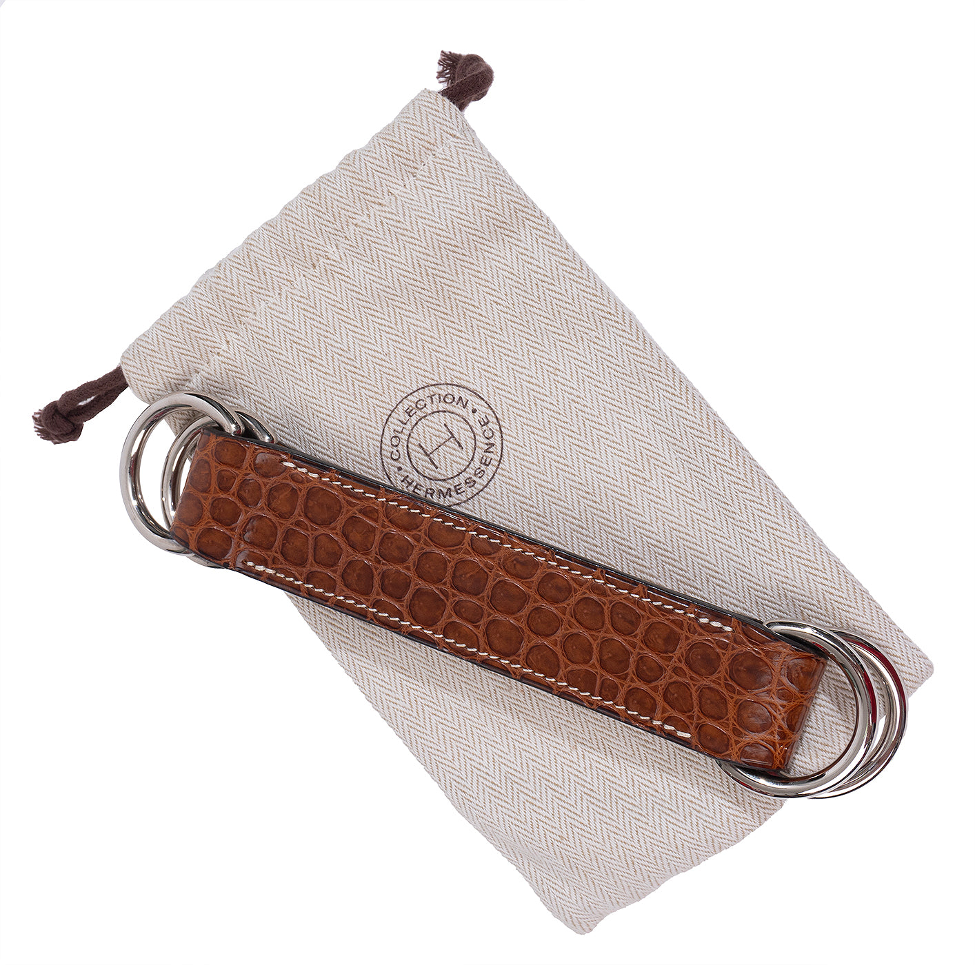 Hermes Brown Crocodile Key Ring