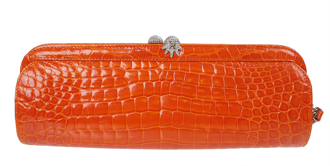 KWANPEN KP Homage Orange Trace Crocodile Long Clutch