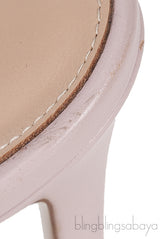 Pink Fishnet Leather Trimmed Mules