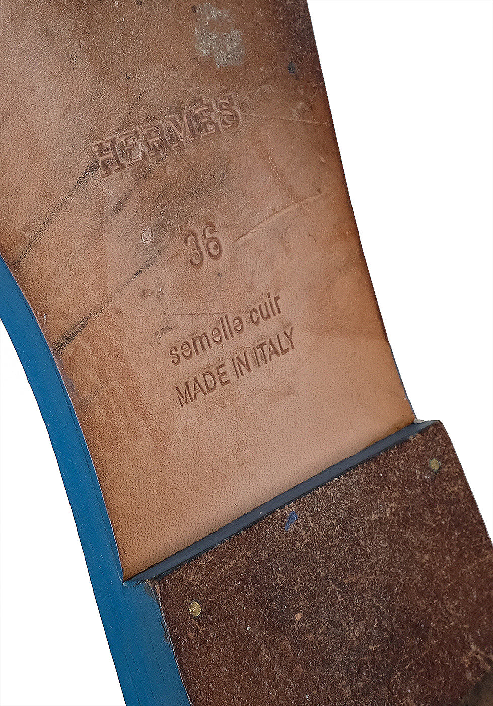 Hermes Blue Izmir Oran Epsom Sandals 36
