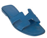 Hermes Blue Izmir Oran Epsom Sandals 36