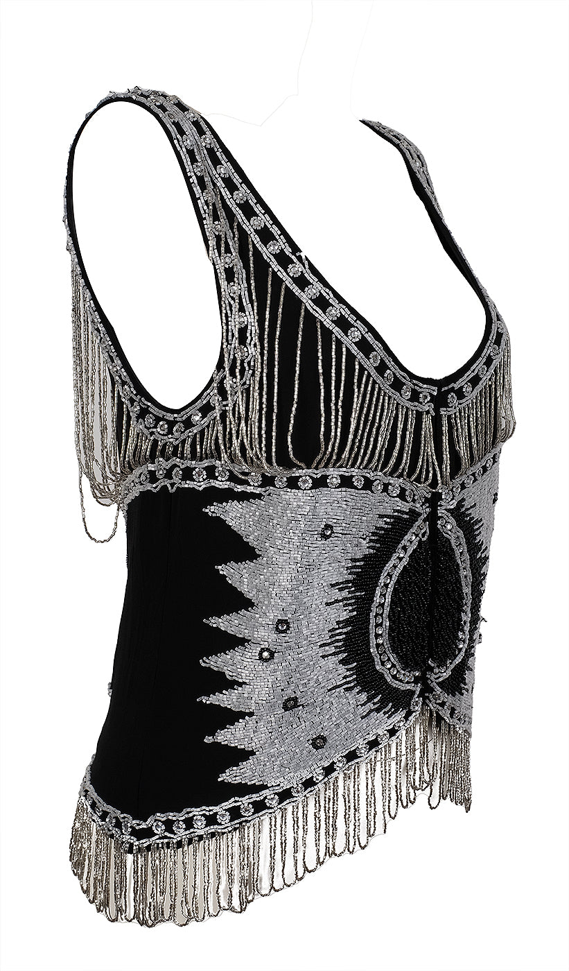 Maje Black Bead Embellished Cezarina Tank Top