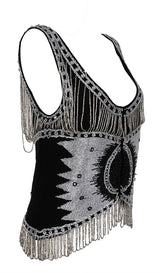 Maje Black Bead Embellished Cezarina Tank Top