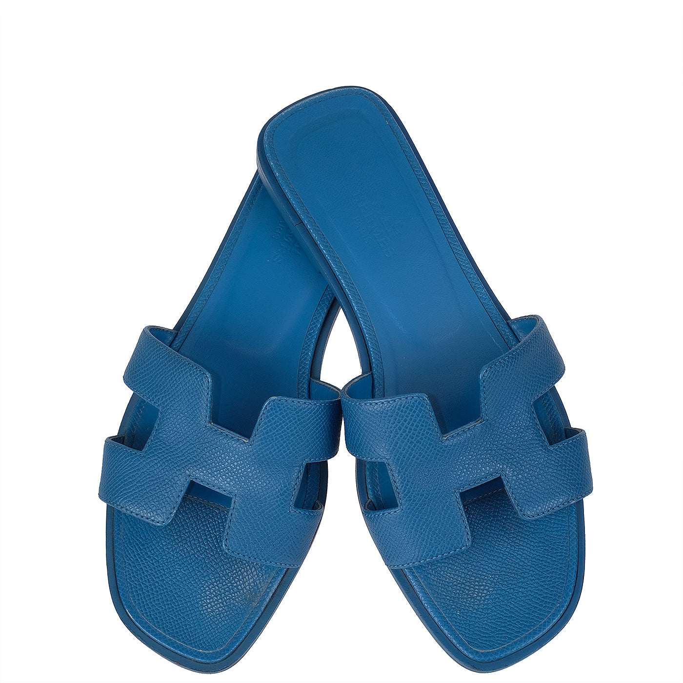 Hermes Blue Izmir Oran Epsom Sandals 36