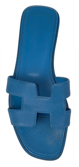 Hermes Blue Izmir Oran Epsom Sandals 36