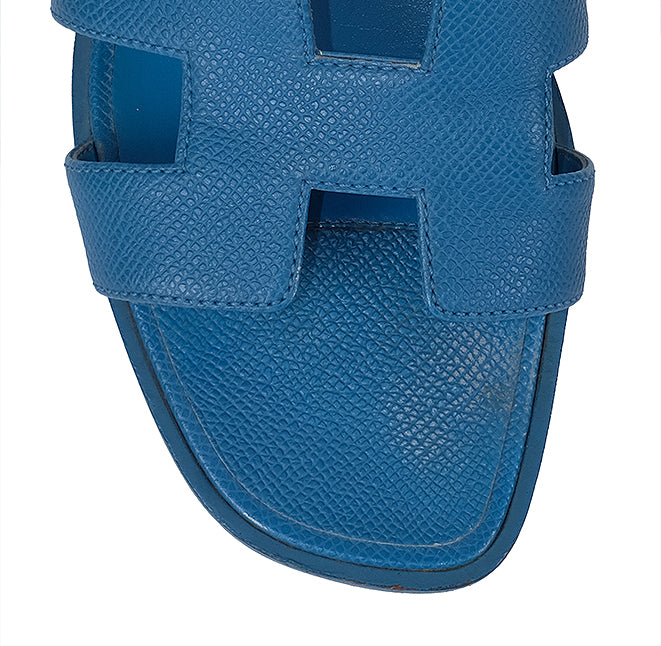 Hermes Blue Izmir Oran Epsom Sandals 36