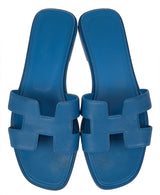 Hermes Blue Izmir Oran Epsom Sandals 36