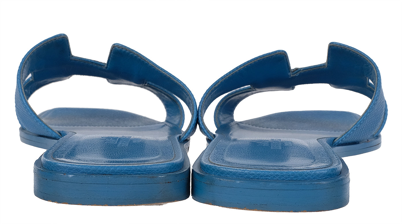 Hermes Blue Izmir Oran Epsom Sandals 36