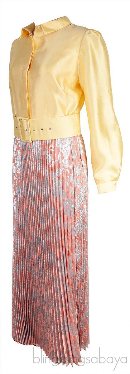 Yellow Shirt Pleats Please Dress