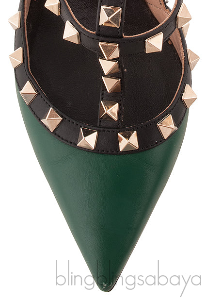 Emerald Green Matte Rockstud Heels