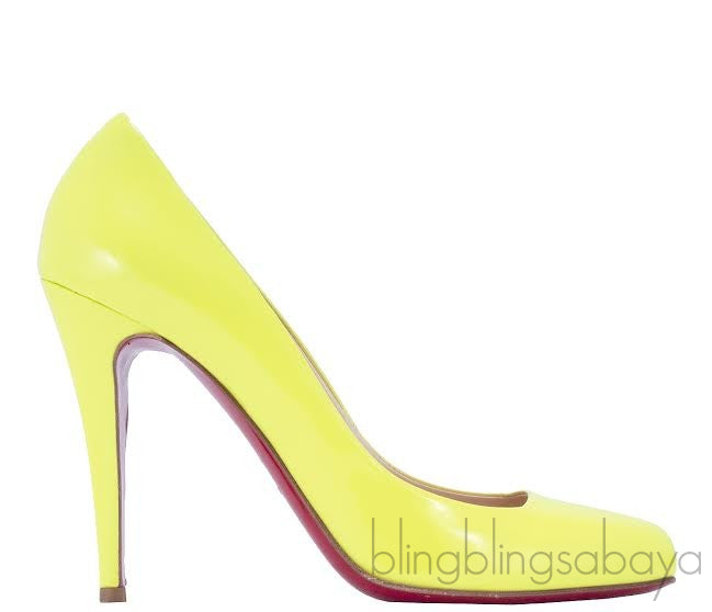 Yellow Patent Decollete Pumps