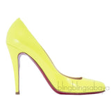 Yellow Patent Decollete Pumps