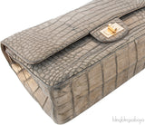 Metallic Gold Crocodile Flap Bag