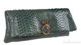 Green Python Monete Fold-over Clutch