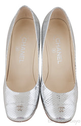 Silver Metallic Python Heels