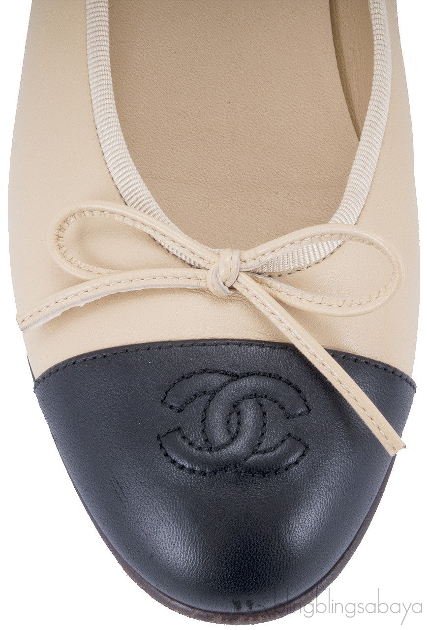 CC Cap Toe Beige Ballerina Flats