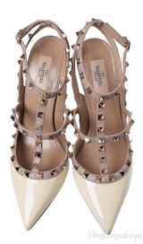 Valentino Garavani Rockstud Ankle Strap Beige Nude Slingback Heels