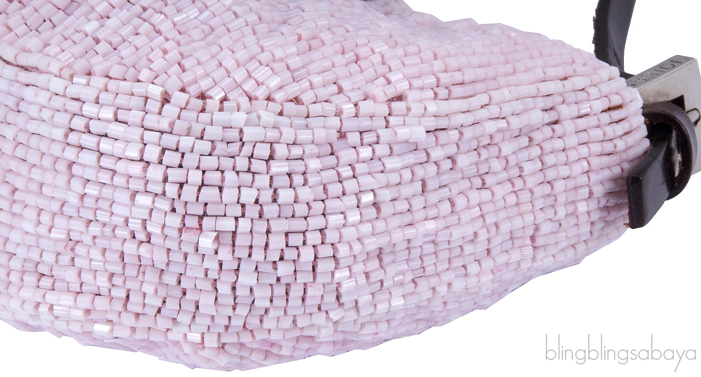 Pink Bead Mini Croissant Bag