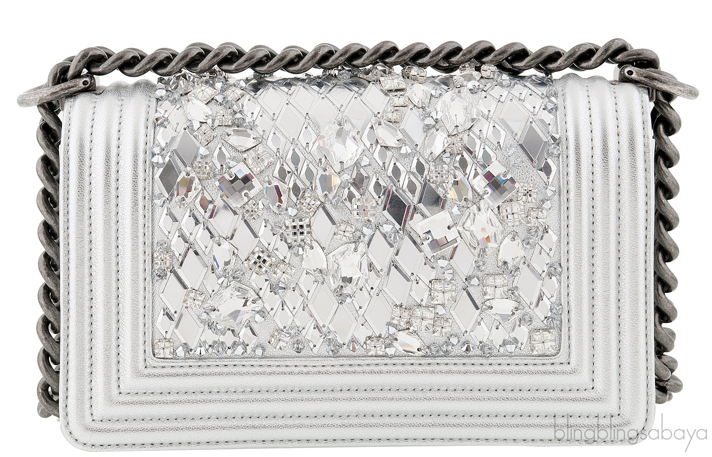Le Boy Crystal Silver Small Bag