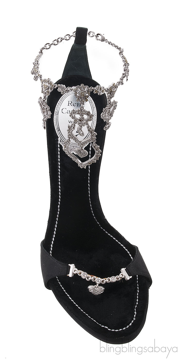 Black Heart Chain Strap Sandals