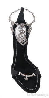 Black Heart Chain Strap Sandals