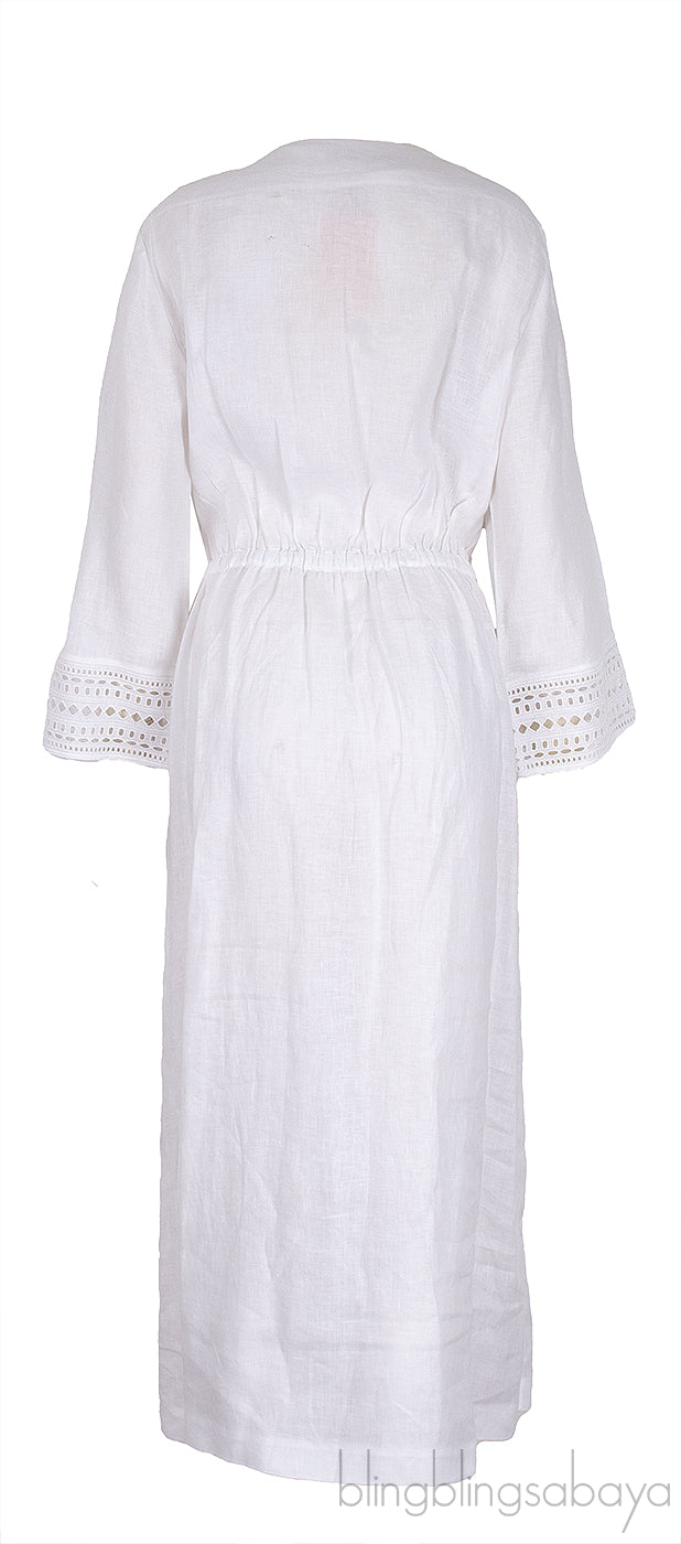 Norlia White Linen Midi Dress