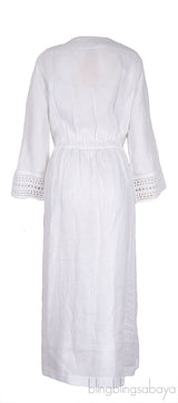 Norlia White Linen Midi Dress