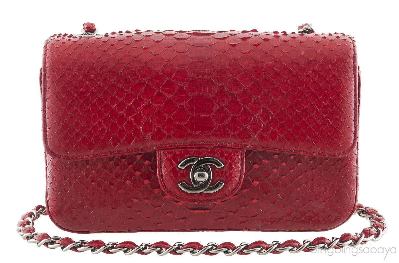 Red Python Mini Single Flap Bag