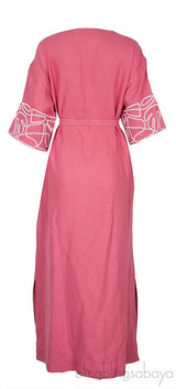 Old Pink Embroidered Kaftan Dress
