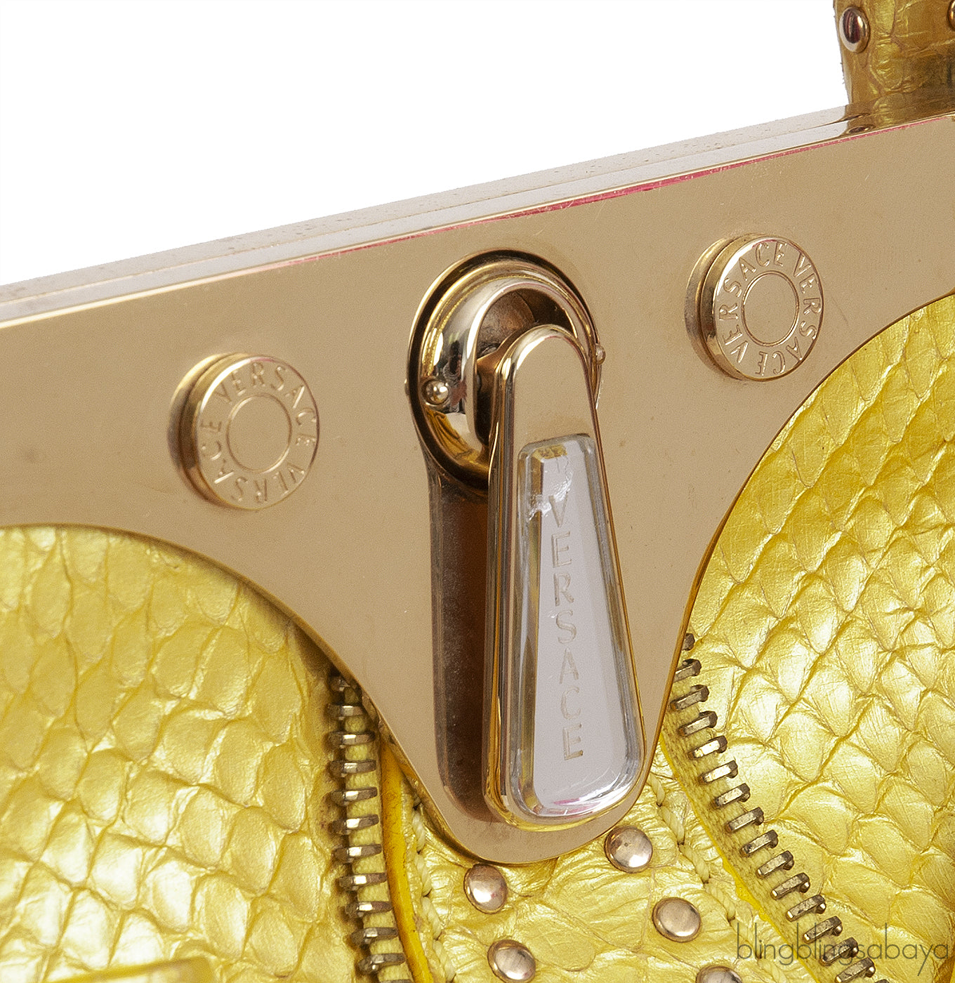 Versace Yellow Python Frame Shoulder Bag