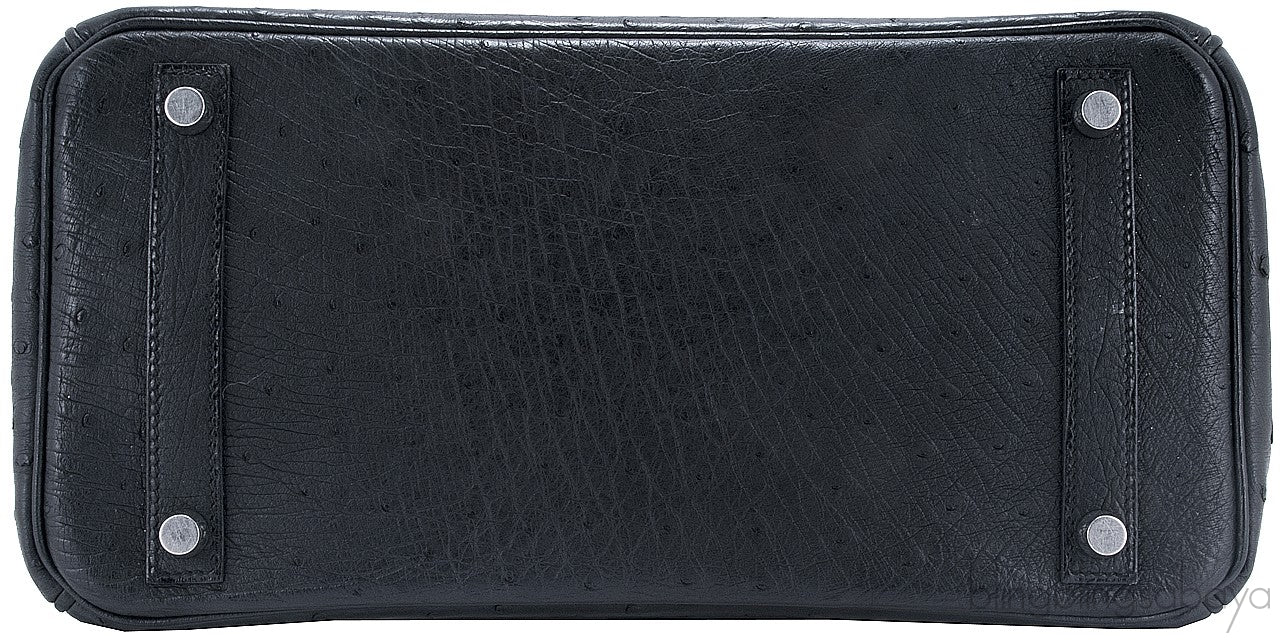 Birkin 30 Black Ostrich PHW