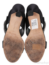 Black Satin Fibiona Slide Sandals