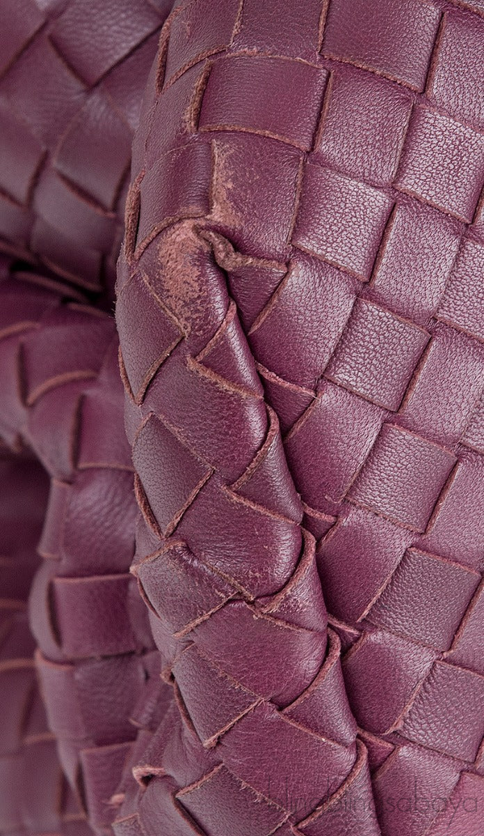 Plum Large Roma Intrecciato Leather Tote