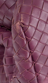 Plum Large Roma Intrecciato Leather Tote