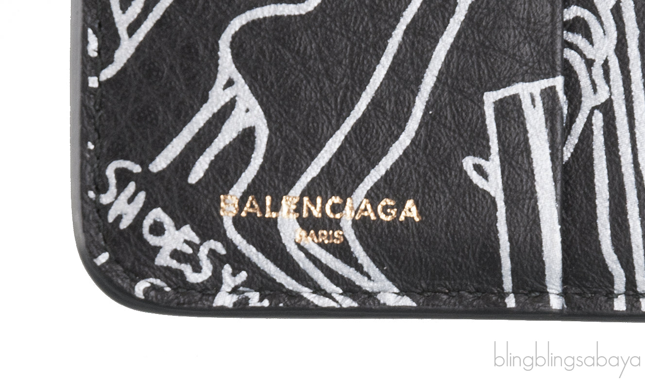 Black Graffiti Zip Around Wallet